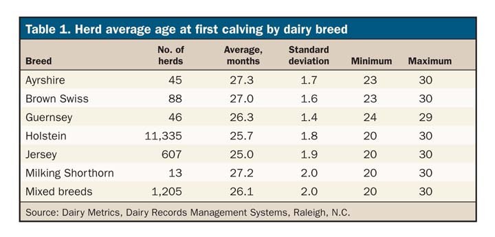 Dairy Heifer Growth Chart